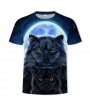 3D Summer Fashion Moonlight Cat Print Men's Short Sleeve T-shirt