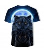 3D Summer Fashion Moonlight Cat Print Men's Short Sleeve T-shirt