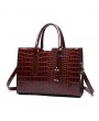 Women Crocodile Pattern Tote Handbag Large Capacity Solid Crossbody Bag