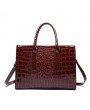 Women Crocodile Pattern Tote Handbag Large Capacity Solid Crossbody Bag