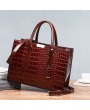 Women Crocodile Pattern Tote Handbag Large Capacity Solid Crossbody Bag