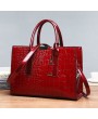 Women Crocodile Pattern Tote Handbag Large Capacity Solid Crossbody Bag