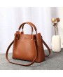 Women Faux Leather Two-piece Set Bucket Bag Handbag Shoulder Bag