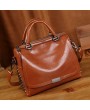 Women Retro Solid Leisure Handbag Faux Leather Crossbody Bag