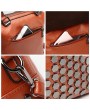 Women Retro Solid Leisure Handbag Faux Leather Crossbody Bag