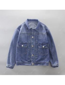 Autumn and Winter Men's Cotton Washed Denim Jacket Fashion Casual Drop Shoulder Coat