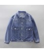 Autumn and Winter Men's Cotton Washed Denim Jacket Fashion Casual Drop Shoulder Coat