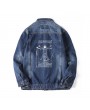 Large Size Men's Spring Men's Fashion Print Denim Jacket Loose Jacket