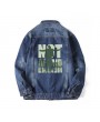 Large Size Men's Spring Men's Letters Printed Denim Jacket Loose Jacket