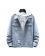 Men Denim Jacket Loose Jeans Casual Hole for Autumn Winter