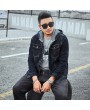 Men's Jacket Large Size Autumn And Winter Male Hooded Denim Jacket Loose Coat