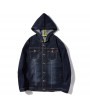 Men's Jacket Large Size Autumn And Winter Male Hooded Denim Jacket Loose Coat