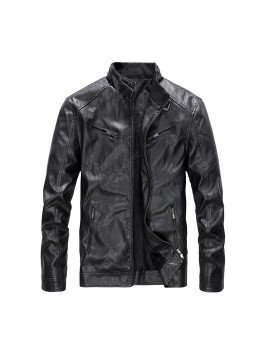 Men's Leather Coat Male Taxi Velvet Warm Autumn And Winter Influx Of Men And Casual Jacket Big Yards