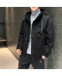 Men's Padded Winter Jacket Warm Korean Version Of Casual Loose Cotton Hooded Frock Coat Japanese