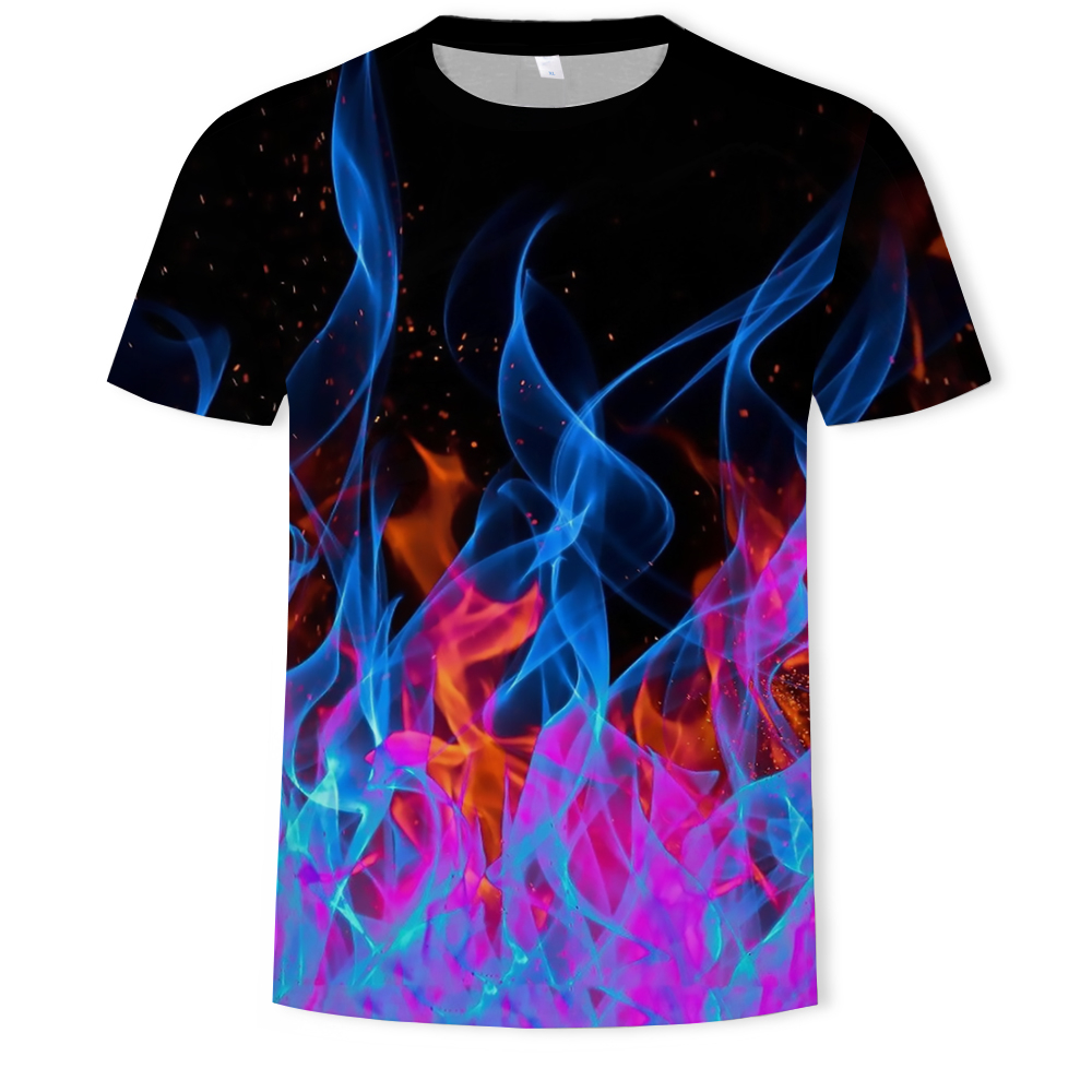 3D Graphic Printed Men's Short-Sleeved T-shirt- Multi-D 2XL