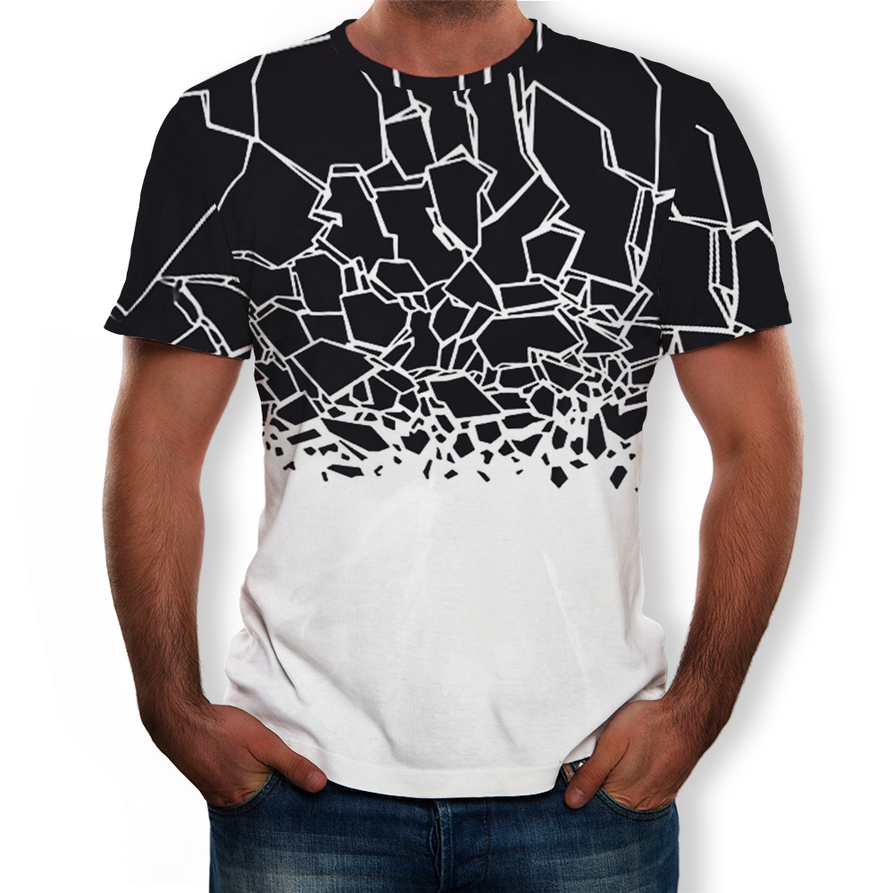 3D Summer Fashion New Broken Print Men's Short-Sleeved T-shirt- Multi 3XL